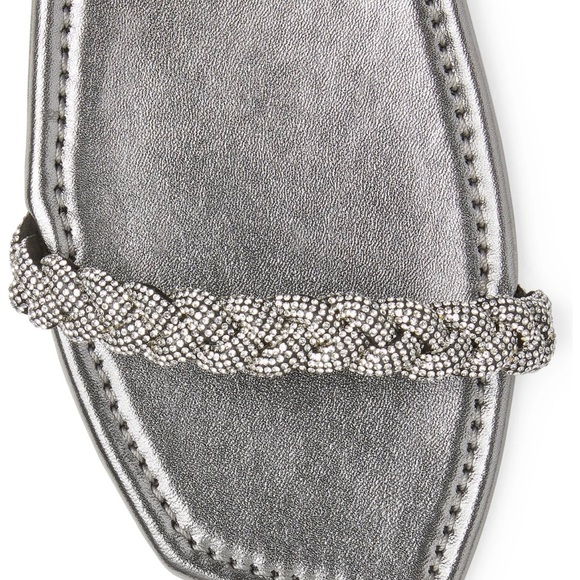 STUART WEITZMAN women shoes White leather Addison slide sandal with gemstones - Picture 4 of 4